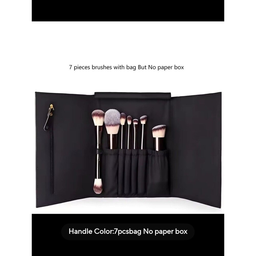 Hourglass Set of 7 Travel Brush Set with Vegan Leather Case New
